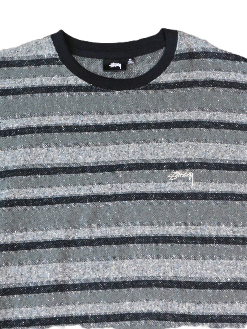 Stussy Baja Stripe Long-Sleeve Crew 'Black' | Silk Cotton Wool Blend | EUC | XL